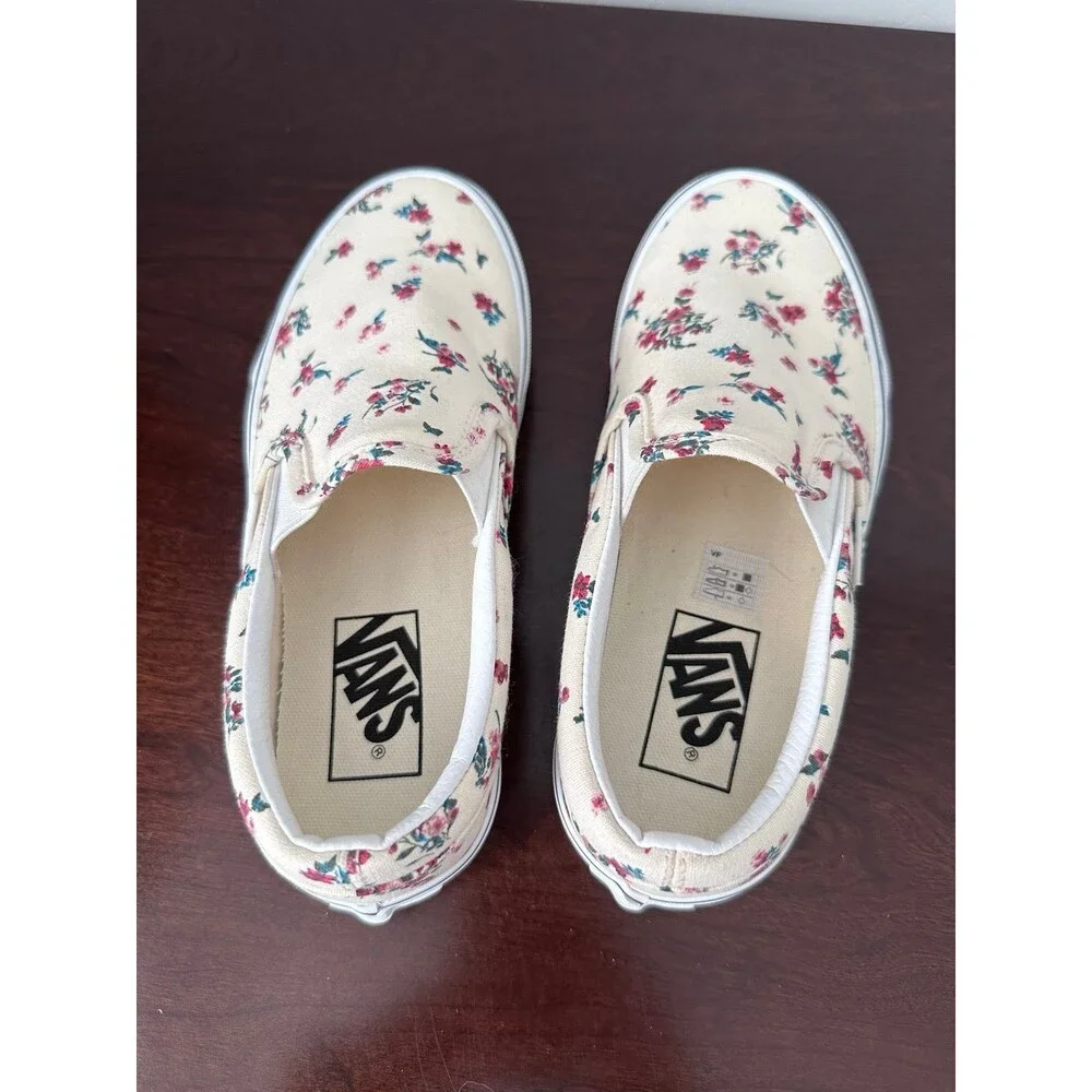 Vans Classic Slip On Ditsy Floral Womens 5 Cream Rose Canvas Shoes Discontinued